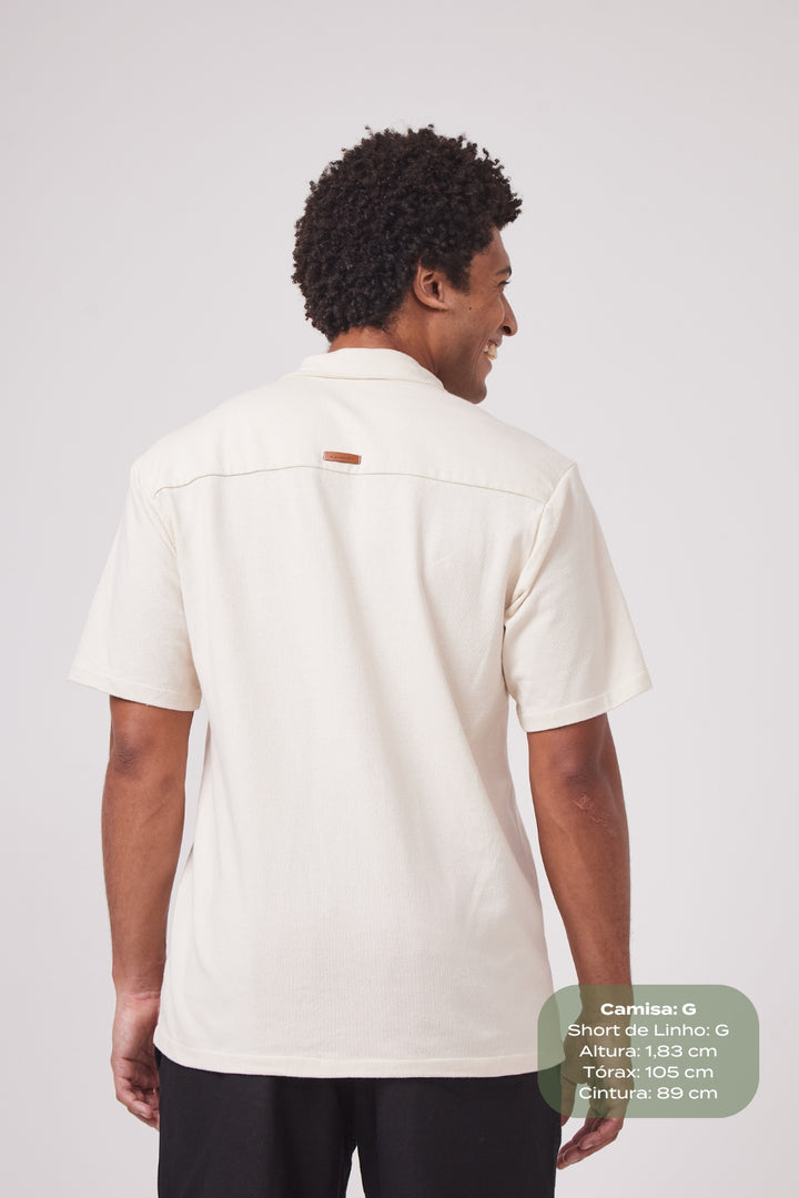 Camisa Blanc Gola Cubana - Areia