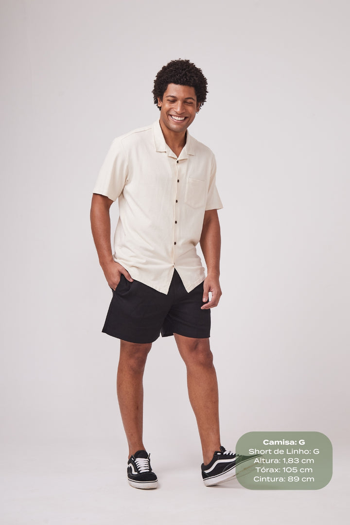 Camisa Blanc Gola Cubana - Areia