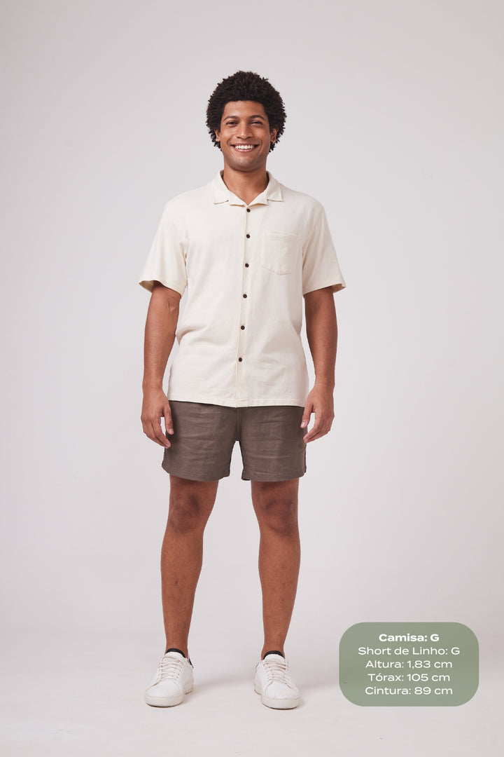 Camisa Blanc Gola Cubana - Areia