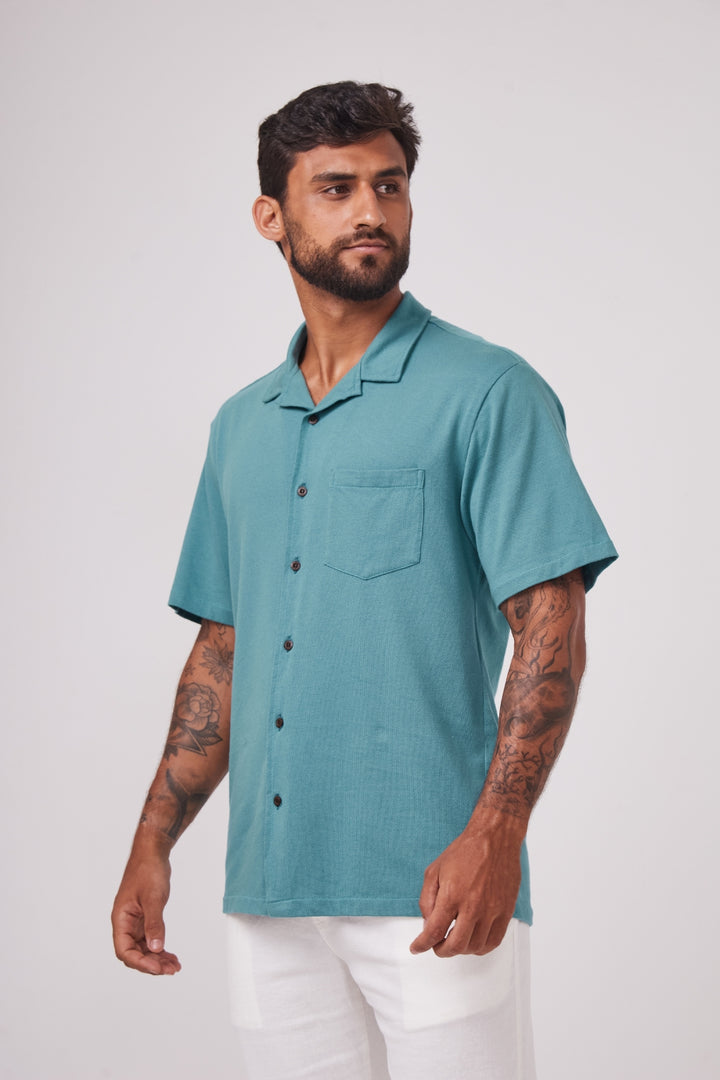 Camisa Blanc Gola Cubana - Verde Água