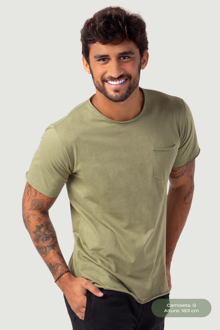 Camiseta de Cânhamo - Corte a Fio - Verde Floresta