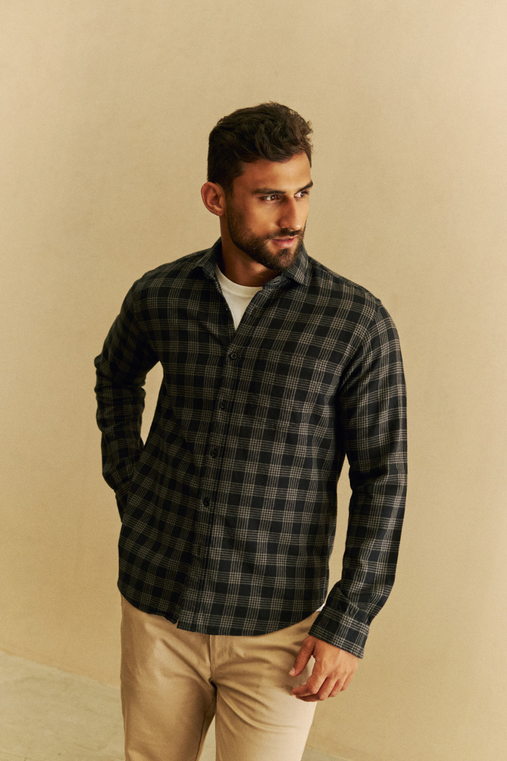 Camisa Flanela Xadrez Neblina - Preta