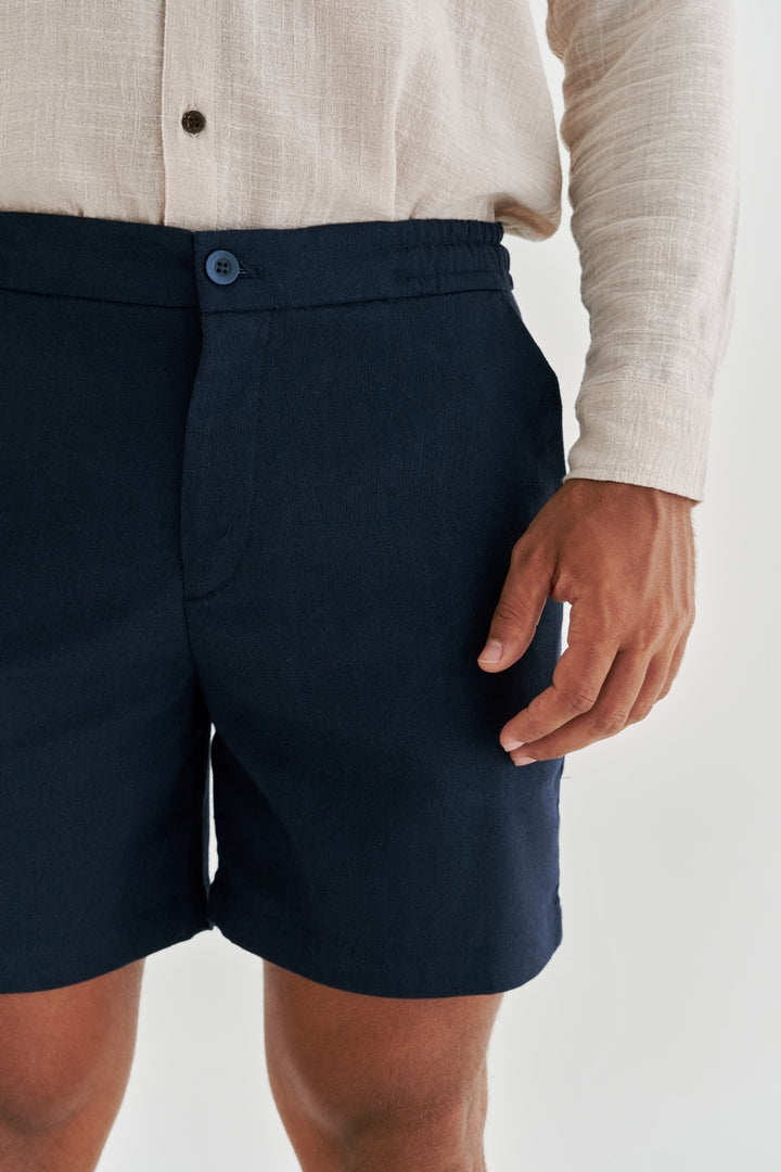 Short de Linho Caraíva - Azul Marinho