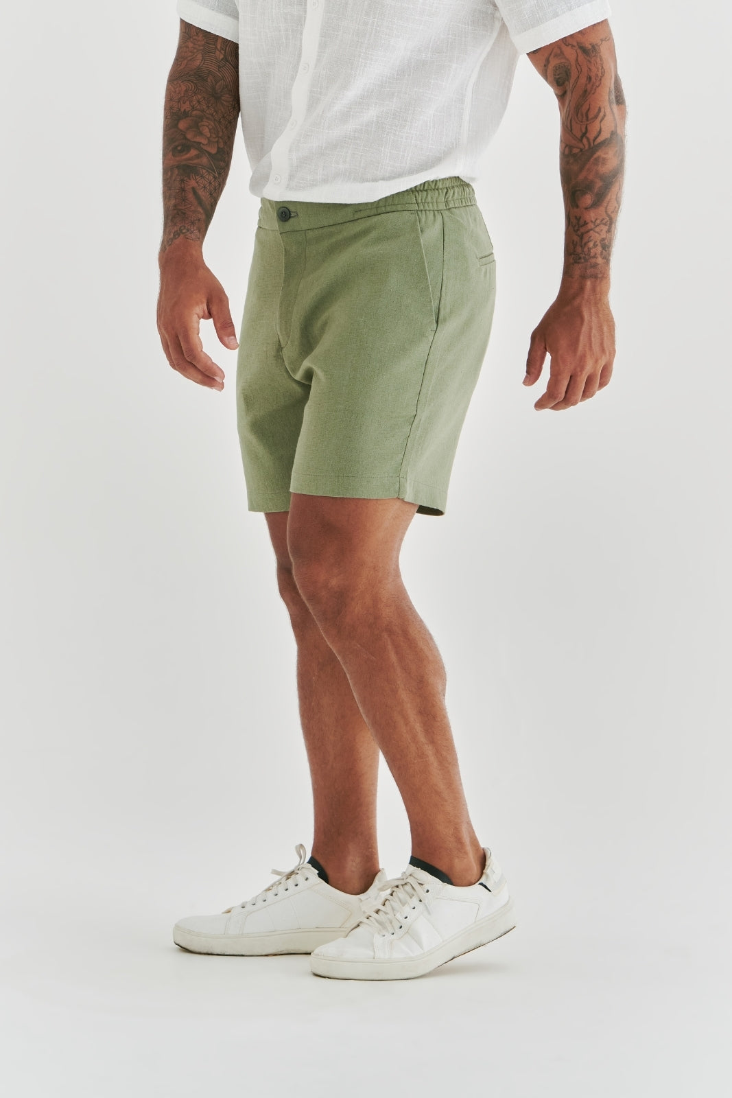 Short de Linho Caraíva - Verde Oliva