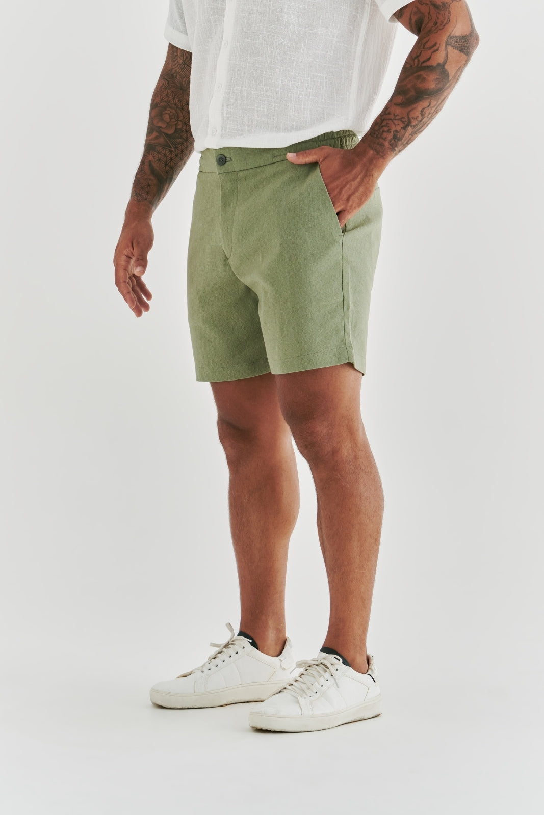 Short de Linho Caraíva - Verde Oliva