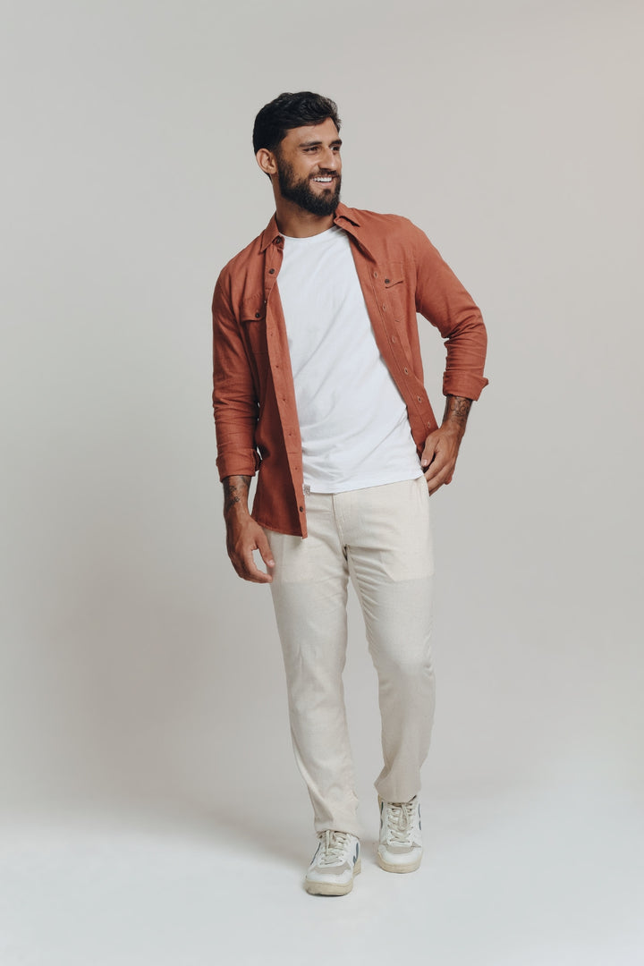 OverShirt de Linho - Marrom