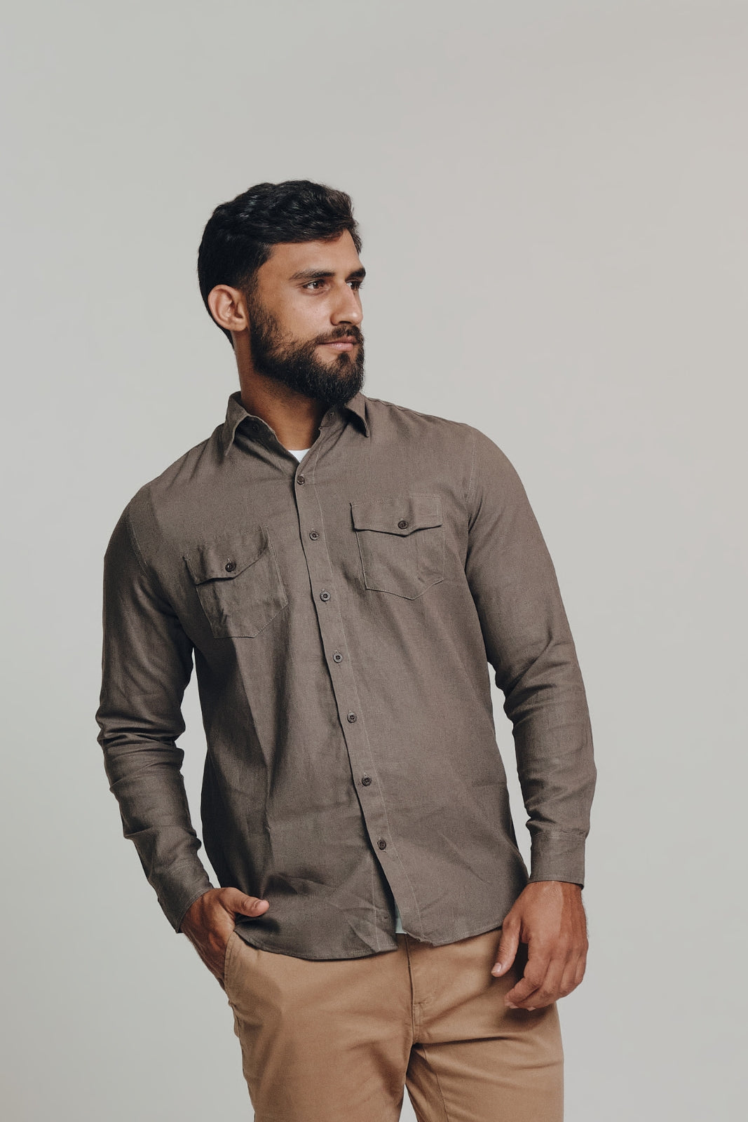 OverShirt de Linho - Cinza